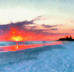 oil painting of a sunrise at siesta key