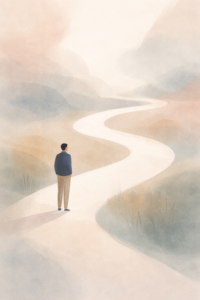 Abstract illustration representing the emotional uncertainty of early addiction recovery