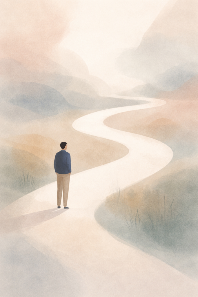 Abstract illustration representing the emotional uncertainty of early addiction recovery