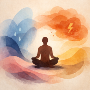 Abstract illustration representing learning to tolerate emotions in addiction recovery