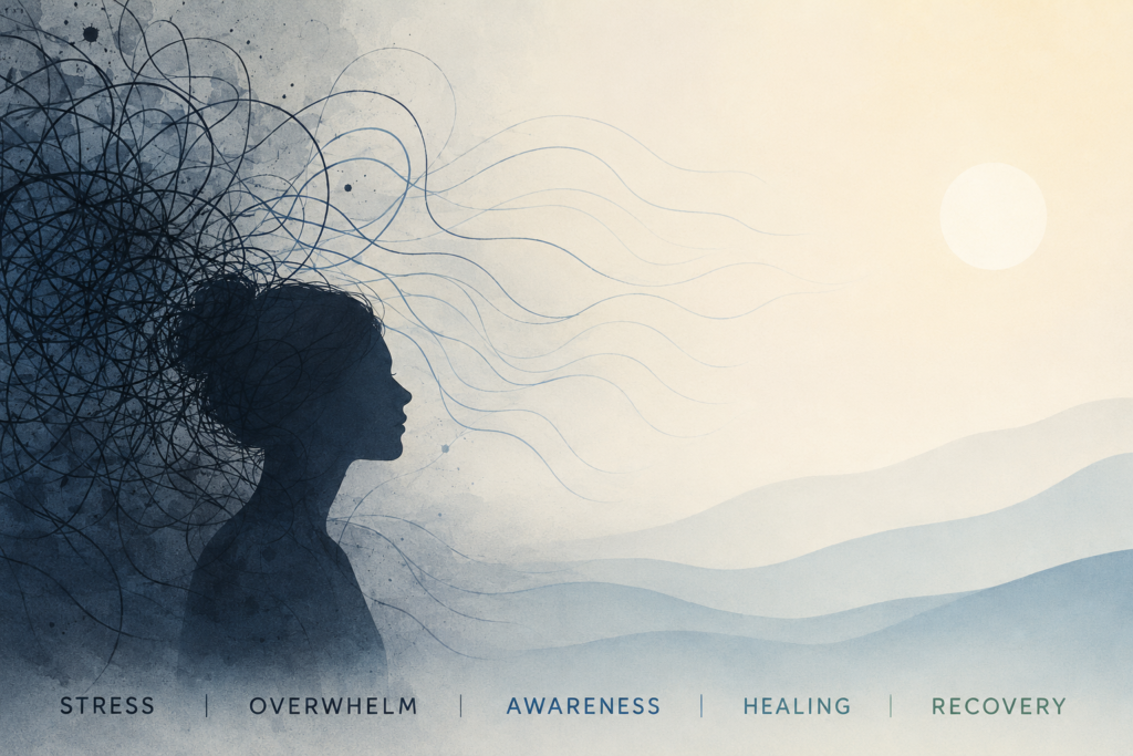 Abstract illustration representing stress and emotional pressure in recovery