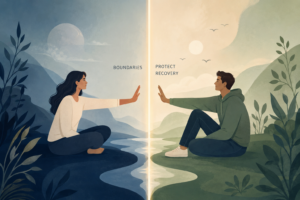 Abstract illustration representing boundaries in addiction recovery